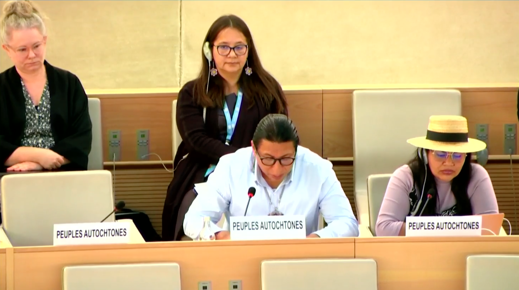 Indigenous leader delivering a statement during the 2nd intersessional meeting