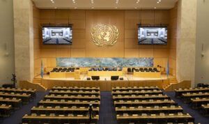 Foto da Sala das Assembleias na ONU em Genebra